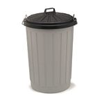 Addis GREY 510756 Outdoor Round Dustbin with Lockable Lid, Grey/Black, 90 Litre