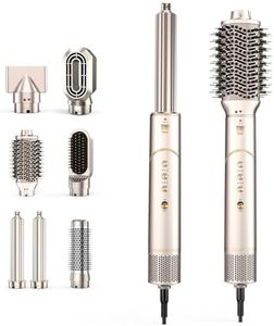 7 in 1 High-Speed Hair Dryer Brush, 110,000 RPM Air Styler for Automatic Air Curling, Negative Ionic Hot Air Brush Set for Fast Drying, Volumizing & Frizz Control, Heat Protection Multi-Styler