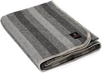 Thick Alpaca Wool Blanket Heavyweight Camping Outdoors Indoors Soft Peru Twin Size Stripes Design (Dark Gray/Soft Gray, Twin Size)