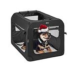 Veehoo Folding Soft Dog Crate, 3-Door Portable Collapsible Pet Kennel for Crate-Training Dogs, 5 x Durable Mesh Screen, 600D Cationic Oxford Fabric, Indoor & Outdoor Use, 20", Black