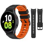 Tasikar No Gap Bands Compatible with Samsung Galaxy Watch Ultra 47mm 7/6/5/4 Band 40mm 44mm/Watch 6 Classic Band 43mm 47mm/Watch 5 Pro/4 Classic, Soft Silicone Sport Strap for Women Men, Black Orange