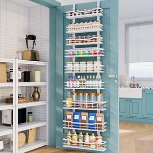 KUSVC Eastherry Over The Door Pantry Organizer，9-Tier Over The Door Organizer with Adjustable Basket，Metal Hanging Pantry Organizers and Storage for Kitchen, Back of Door Seasoning Rack