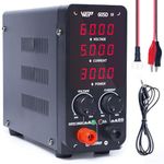 WEP 605D-III DC Power Supply Variable 60V 5A Regulated DC Lab Power Supply Precision Bench Adjustable Power Supply with Alligator Clips, Reads 00.01V & 0.001A