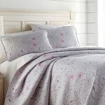 Southshore Fine Living, Inc. Full/Queen Quilt Bedding Set, Full Size Floral Bedspread with Matching Quilted Shams for Queen/Full Bed, Hotel Collection Coverlet, Secret Meadow Grey