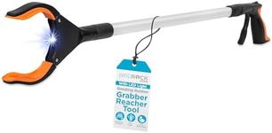 BIRDROCK HOME Grabber Reacher Tool with Long Handle and LED Light - 32 Inch Tool for Picking Up Objects - Lightweight Aluminum Design for Reaching & Grabbing Things - Handicap Aid with Rubber Grip