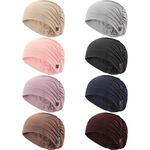 M-Aimee 8 Pieces Bouffant Caps with Buttons Soft Unisex Stretch Headband Turban with Ear Loop Holder Buttons for Protecting Ears