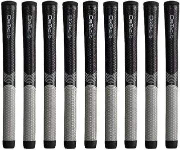 Winn Grips Dri-Tac LT series Polymer Technology, 9 Piece Golf Grip Bundle-Midsize (+1/16""), Black/Gray