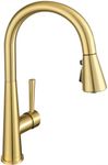 Gold Kitchen Faucet with Pull Down Sprayer, Lava Odoro Brushed Brass Single Handle Kitchen Sink Faucet, Gold Faucet for Kitchen Sink with Magnetic Docking Spray Head and Deck Plate, KF321-SG