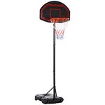 HOMCOM Outdoor Basketball Hoop Stand Portable Sturdy Rim Adjustable Height from 210-260 cm w/Wheels, Stable Base, Black