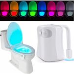 Labstandard Motion Toilet Light Waterproof Toilet Night Light, 8 Colors Changing, Automatic Sensor Night Light Lamp Light Up Toilet Bowl Seat Battery Operated Bathroom Accessory (1PCS)