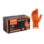 ANBOSON 10 Mil Orange Nitrile Disposable Gloves, Mechanic, Safety Work Gloves, Latex & Powder Free, Fully Diamond Textured (Orange of 100, X-Large)