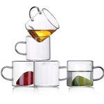 kddigz Small Impresso Borosilicate Tea Coffee 130 ml Cup Set of 6 pcs, Crystal Espresso Mug, Clear Toughened Glass Mug with Handle for Cappuccino, Milk, Latte hot/Cold Drinks etc