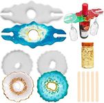 LotFancy Coaster Molds for Resin Casting, 1 Wine Rack Mold, 2 Geode Coaster Molds, with Gold Foil and Stirrers - DIY Silicone Epoxy Resin Molds for Glasses Holder, Faux Agate Slices, Home Décor