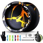 MAGICYOYO V10 Finger Spin Yoyo Professional Metal Trick Yoyo Responsive & Unresponsive Dual Purpose Yo Yo with Storage Case + Yo Yo Glove +12 Strings(Black Golden)