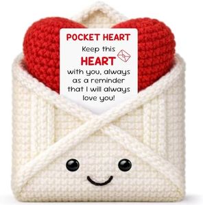 Love Gifts for Wife Husband Couples, Anniversary Birthday Gift for Mothers Fathers Day, I Love You Gift for Graduation Women Men, Handmade Crochet Pocket Heart Gift for Valentine's, Long Distance