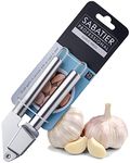 Sabatier Professional Stainless Steel Garlic Press - No Need to Peel. Strong Handle. Dishwasher Safe. Guaranteed for 25 Years. Garlic Crusher Also Works with Ginger.