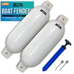 2 Pack Boat Fenders for Docking Boat Bumpers for Docking with Pump Boat Accessories Boat Dock Bumpers Set Buoys Pontoons Buoy Inflatable Fender Marine Bouys 23" x 6.5" White