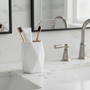 Diamond Bath Tumbler Cup Holder or Toothbrush Holder White