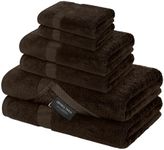 Canadian Linen Imperial Basic Dark Brown Towel Set 6 Pack Light Weight Quick Dry Thin 2 Bath Towels 2 Hand Towels 2 Washcloths 100% Cotton Soft Absorbent Fade Resistant Chocolate Brown Bath Towel Set