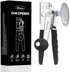 NileHome Commercial Can Opener, Heavy Duty Stainless Steel Manual Can Opener with Extra-Long Handles, Ideal for Large Cans and Senior-Friendly Design, Black