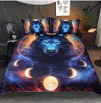 Wolf bedding Duvet Cover Set 3 Pieces animal print Printed Soft Microfiber teenager bedding with Zipper Closure (Double)