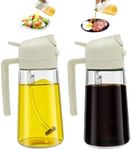 2 in 1 Oil Dispenser, 2 Pcs 470ml Oil Spray Bottle for Cooking, 16oz Glass Olive Bottle Dispenser for Kitchen, Food Grade Oil Sprayer - Easy to Pour & Spray, Perfect for BBQ Air Fryer