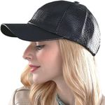 IZUS Women-Men PU-Leather Snakeskin-Embossed Baseball-Cap Cool-Hip-Hop Trucker-Hats Adjustable Casual-Dad-Hat for Medium, Black, Medium