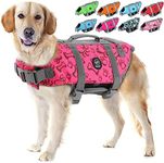 EMUST Dog Life Preserver, Dog Life Vests for Swimming, Beach Boating with High Buoyancy, Dog Flotation Vest for Small/Medium/Large Dogs, L, NewPink