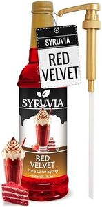 Syruvia Red Velvet Coffee Syrup - 25.4 fl oz Premium Coffee Flavoring Syrup - Kosher Coffee Syrups, Gluten Free, No Coloring, Perfect for Drinks, Soda, Shakes, Desserts, and More With Pump