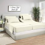 Split King Sheets- 5 Piece Adjustable Split King Sheets Sleep Number Bed- 1800 Ultra-Soft Microfiber Split King Bed Sheets- 16-Inch Deep Pocket- Split King Sheets for Adjustable Beds- Cream