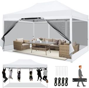 COBIZI 10x15 Heavy Duty Pop Up Canopy Tent with 4 Sidewalls, Commercial Gazebo Party Tent with Mosquito Netting Wall Easy Set Up Outdoor Instant Screen Tent for Backyard, Patio, Garden, White