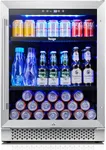 Yeego Beverage Refrigerator & Drink Fridge - 24 inch 180 Cans Beer Cooler Glass Door with Lock, Reversible Door Under Counter Refrigerator Built-in for Soda Wine for Bar Office Bedroom