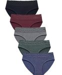 Wealurre Cotton Panties for Women Bikini Underwear Hipster Underpants Lace Briefs Pack, Lace Panties -Darkcolor, XX-Large