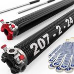 Blesseras Garage Door Torsion Springs Set with Non-Slip Winding Bars, 0.207 X 2'' X 24'', Coated