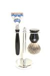 "GBS Shaving Gift Set 3 Pc With Black 5 Blade Razor, Pure Badger Brush And Chrome Stand From by GBS "