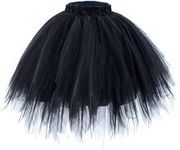 AWAYTR Womens Short Ballet Tutu Skirt - Elastic Vintage Petticoat Adult Bubble Skirt (Black,Large-X-Large)