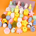 twoonto Mini Squishy Pack, Soft Mochi Squishy Toys 40 Pack Moji Fidget Toys, Mini Kawaii Animal Squishies Party Bags Filler Mini Stress Relief Toys for Boys Girls Adults Christmas Birthday Gift