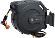 Giraffe Tools AW505/8 Retractable Garden Hose Reel 5/8" x 115+5 ft, Heavy Duty Wall Mounted Water Hose Reel Automatic Rewind, 180 Deg Swivel Bracket, Slow Retraction, 115ft, Dark Grey