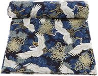 Printed Japanese Kimono Cotton Fabric Quilting Clothes Sewing Fabric Metre 150x100cm for Bags, Bedding, Pillows, Tablecloth, Costume, Curtains - Blue