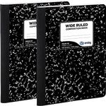 Marble Composition Notebook Wide Ruled Paper, 2 Pack, 9-3/4" x 7-1/2", 100 Sheets per Notebook Durable Cover Writing Book for school and journaling – by Enday