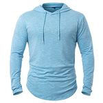 CARWORNIC Men's Quick Dry Hooded Tops Lightweight Running Hiking Athletic Hoodies Long Sleeve Thin Breathable Golf Top Active Sports Gym T-Shirt Men Outdoor Casual Fishing T Shirt Blue