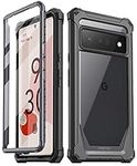 Poetic Guardian Case Compatible with Pixel 6 Pro 5G, Built-in Screen Protector Work with Fingerprint ID, Full Body Hybrid Shockproof Protective Rugged Clear Bumper Cover Case, Black/Clear