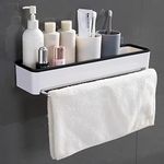 HOKIPO Magic Sticker Series Plastic Kitchen and Bathroom Shelf with Towel Napkin Holder, 41.5x10x7 cm - (NEW-AR2806),White