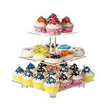 Cupcake Stand for 24 Pcs Cupcakes, 3 Tier Cupcake Tower Display Stand, Square Cupcake Holder, Dessert Stand for Party, Wedding, Birthday