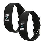 kwmobile Straps Compatible with Garmin Vivofit 4 Straps - 2X Replacement Silicone Watch Bands - Black Matte/Black Matte