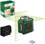 Bosch Cross Line Laser, With Case and 4x AA Batteries, Vertical + Horizontal Laser Lines, Incl. 360° For Alignment Throughout The Entire Room (UniversalLevel 360)