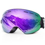 EXP VISION Snowboard Ski Goggles Men Women Youth, Anti Fog OTG Winter Snow Goggles Spherical Detachable Lens (Grapes)