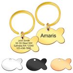 Stainless Steel Cat Name Tag Personalized Pet ID Tags Custom Engraved Identification Cat and Dog Tags (Regular Size, Fish Design)