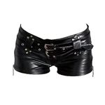 CHICTRY Womens Shiny Metallic Faux Leather Booty Shorts Front Zipper Mini Hot Pants Summer Shorts 7# Black A M