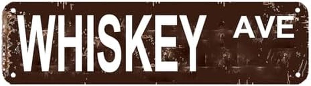 Whiskey Street Sign Man Cave Bar Decor Home Bar Sign Pub Basement Bar Rustic Lounge Scotch Bourbon Barrel Home Garden Vintage Metal Decor 16 x 4 Inch